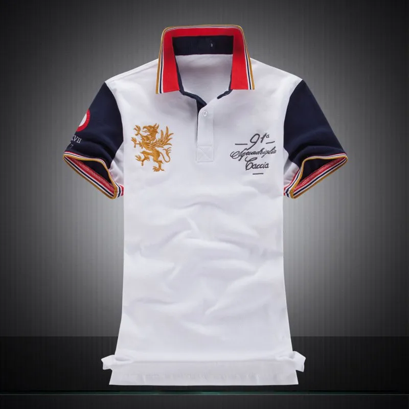 Polo de haute qualité pour hommes, manches courtes, 100% coton brodé, t-shirt de styliste en Patchwork_voghion.com