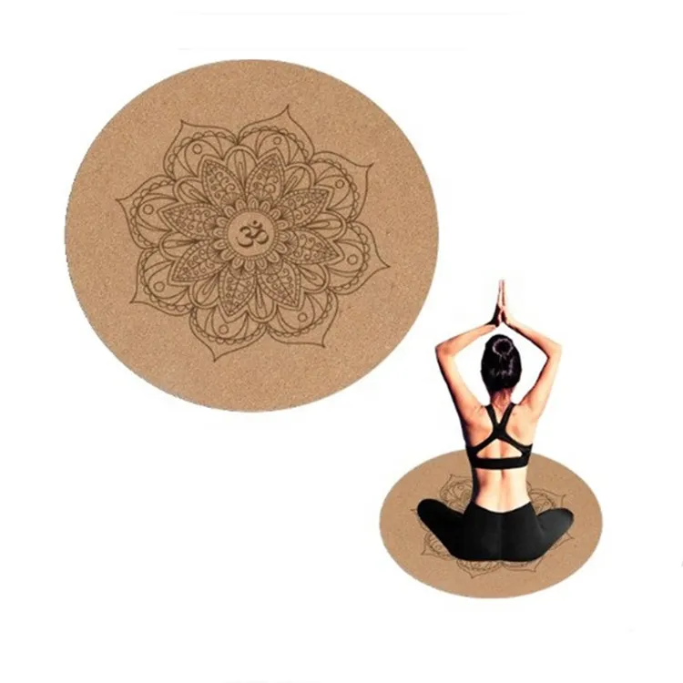 Yuvarlak Mantar Yoga Mat 3mm Kalın Çevre dostu Kaymaz Yuvarlak Doğal Kauçuk Mantar Yoga Yastık Mat Meditasyon Pad