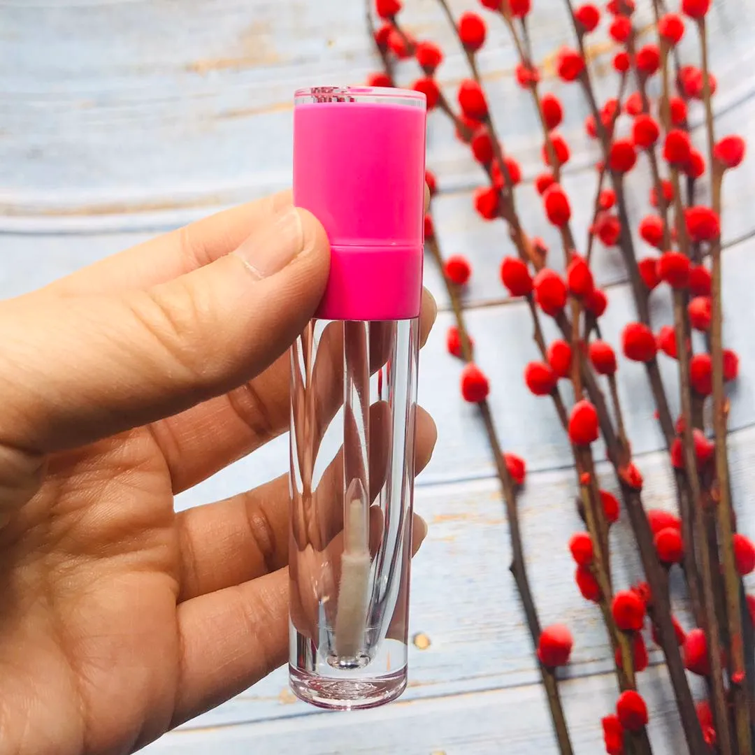 5 ml lege lip gloss buis zilveren nek, ABS duidelijke lippenstift navulbare fles met witte dop, sierlijke lip schoonheid tool