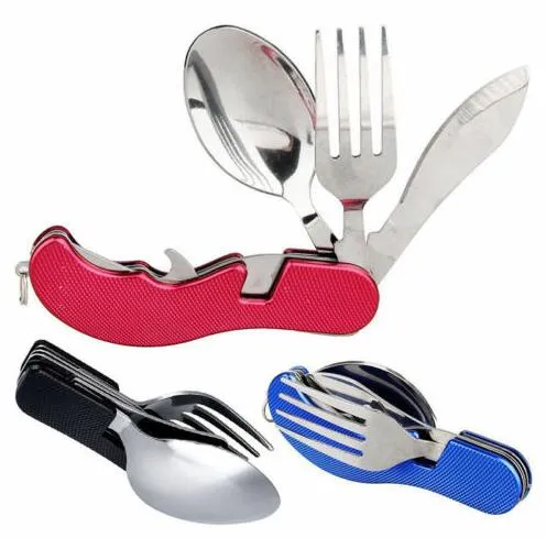 Folding Spoon Fork Knife Dinner Service Outdoor Camping Picnic Tableware  Creative Stainless Steel Cutlery From Mixsmoking, $3.62