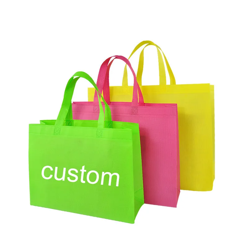 Bolsas de mano al por mayor para minoristas, bolsas reutilizables para productos, Material de tela de color sólido, bolsa de compras personalizada, bolsa de mano para comestibles con logotipo personalizable