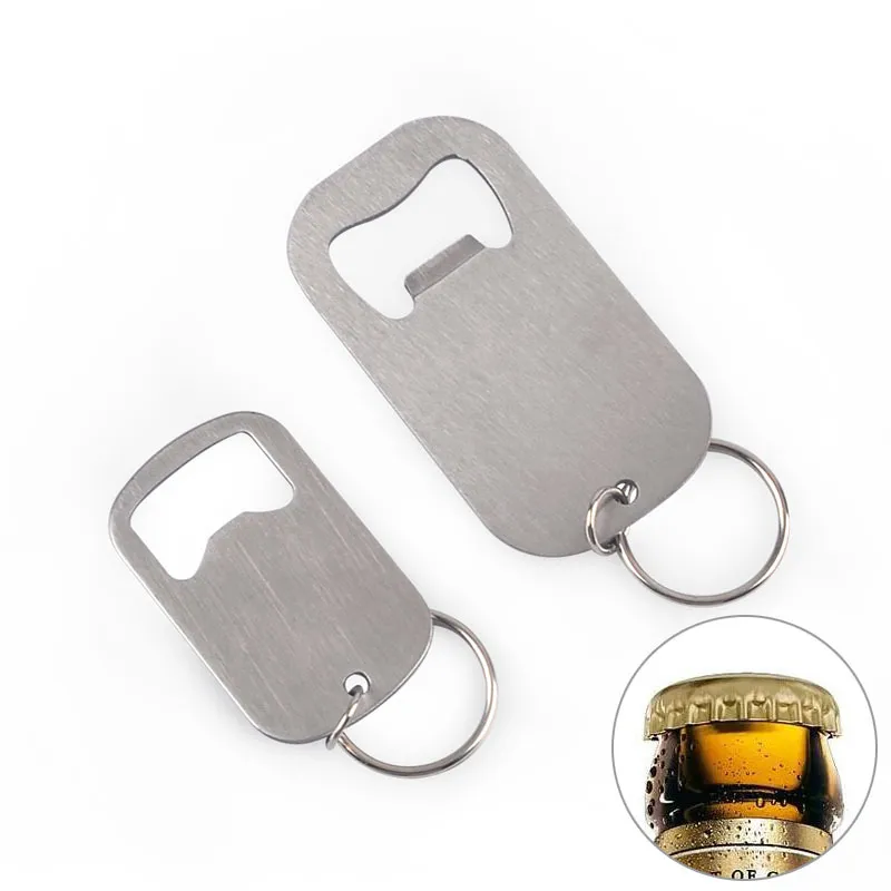 Ouvre-bouteille en acier inoxydable avec porte-clés Mini ouvre-porte de grande taille pour outils de camping en plein air Accessoires de barre de cuisine