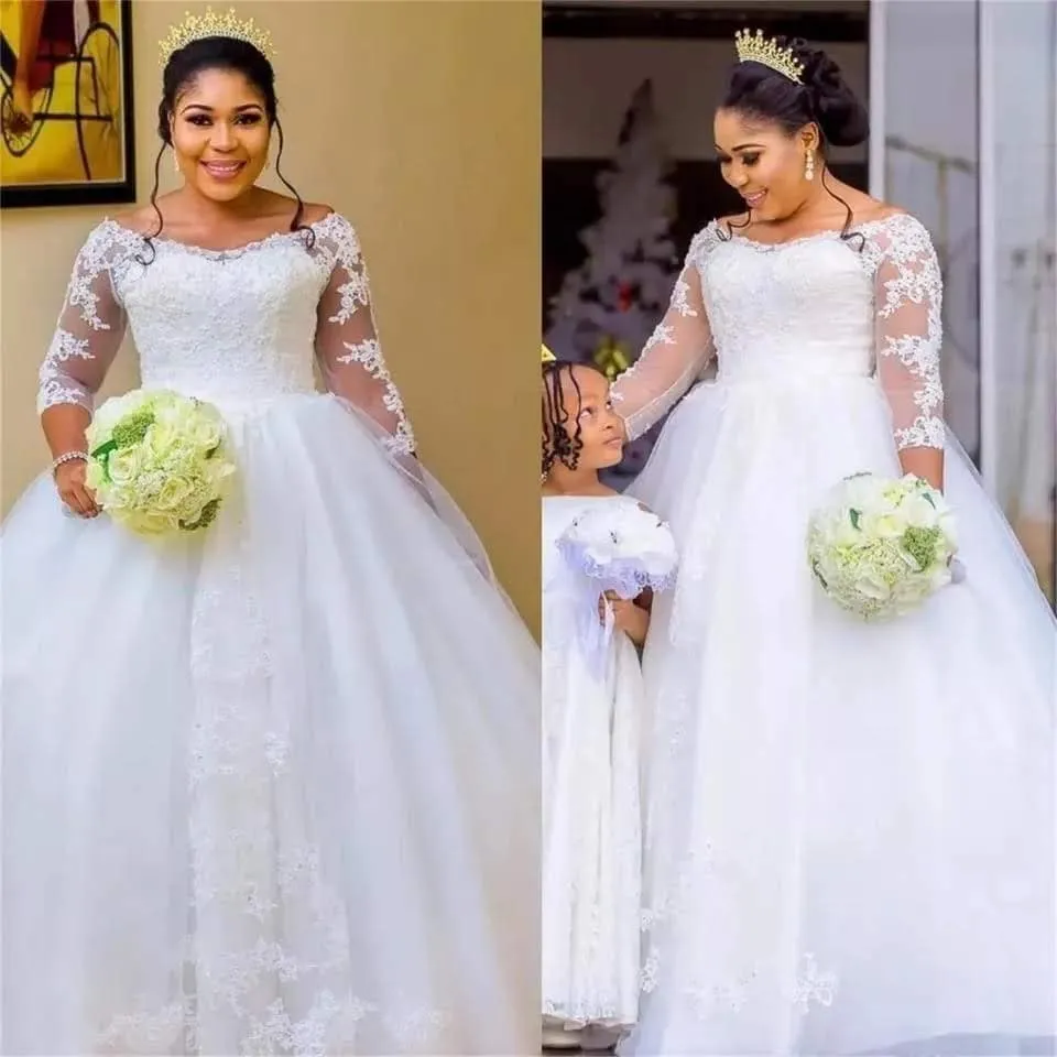 2019 New Plus Size Muslim Short Sleeve Lace Wedding Dresses Cheap Mariage Princess Wedding Gowns Dubai Sale zuhair murad Dresses