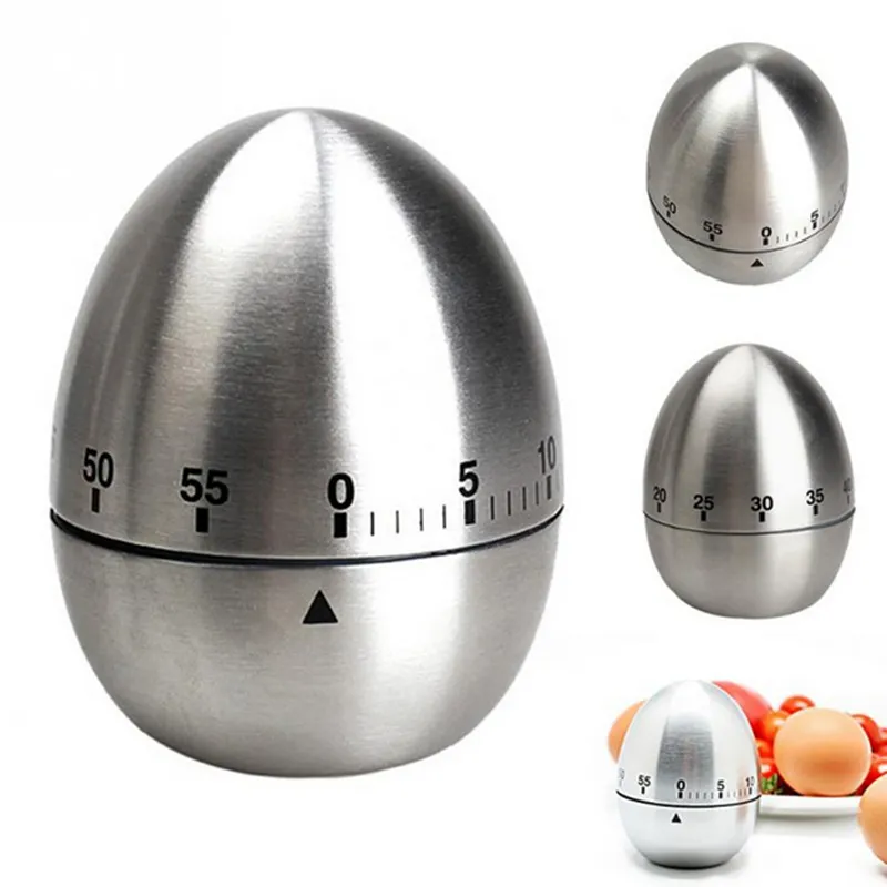 Minuterie Cuisine En Forme D'Oeuf - Minuteur Mécanique Manuel En Acier Inoxydable Jusqu'à 55 Minutes