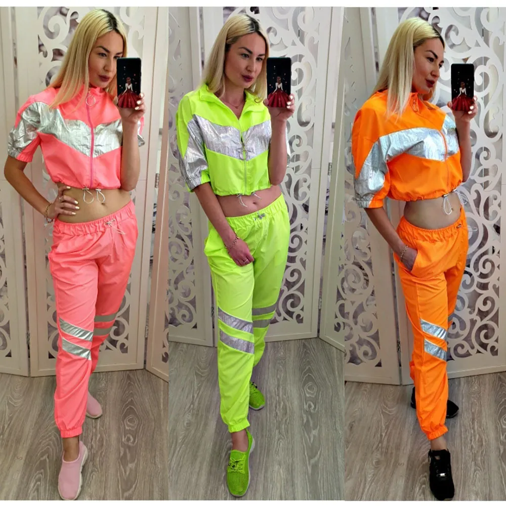 Europe and the united states hot new womens designer personality color mosaic casual suit twopiece