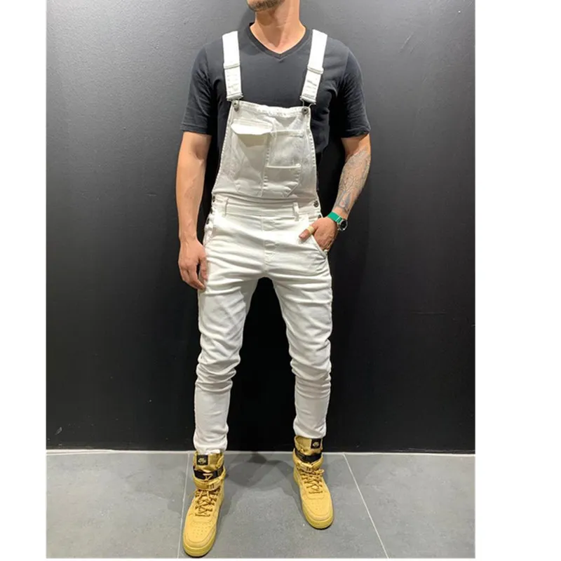 Mannen Gescheurde Jeans Jumpsuits High Street Verontruste Denim Bib Overalls Voor Man Jarretel Broek Fashion287B