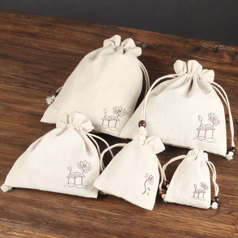 マルチサイズの蓮の白い綿棒巾着厚く厚く宝石類のポーチ旅行布のポケットブレスレット収納袋包装袋
