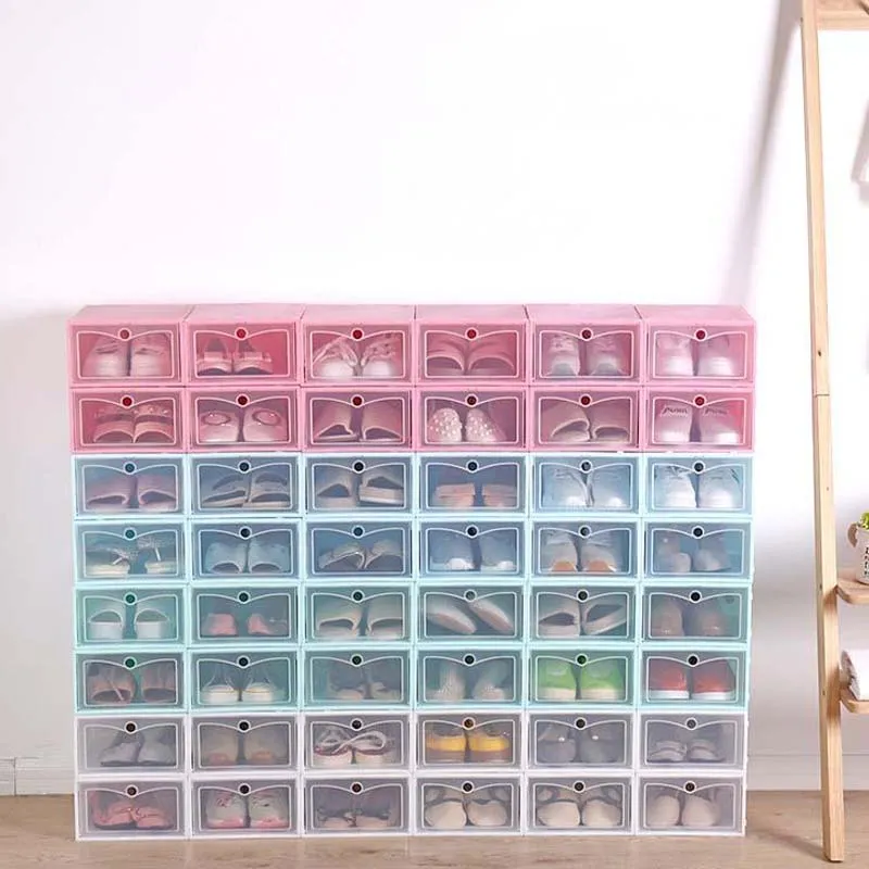 New Transparent plastic shoe storage box Japanese shoe box Thickened flip drawer box shoe storage organizer