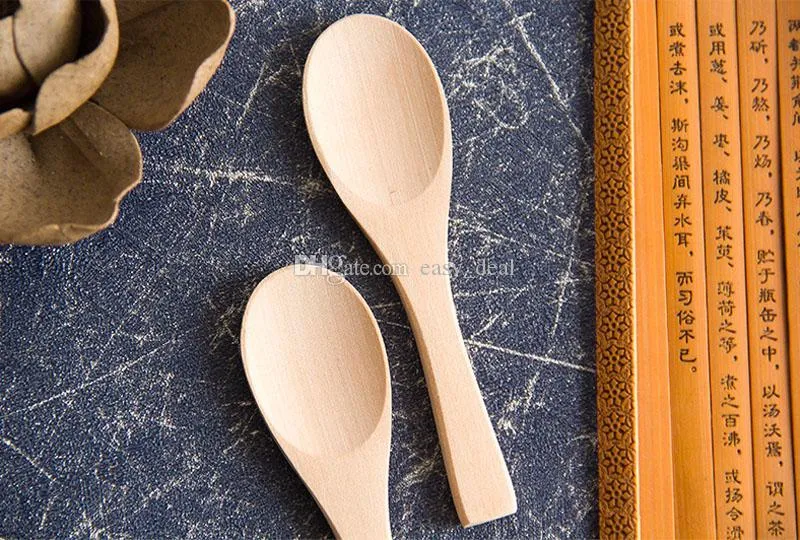 Small Mini Wooden Spoons For Kids Honey Kitchen Using Condiment Spoon 9*2.3cm No Paint QW9578