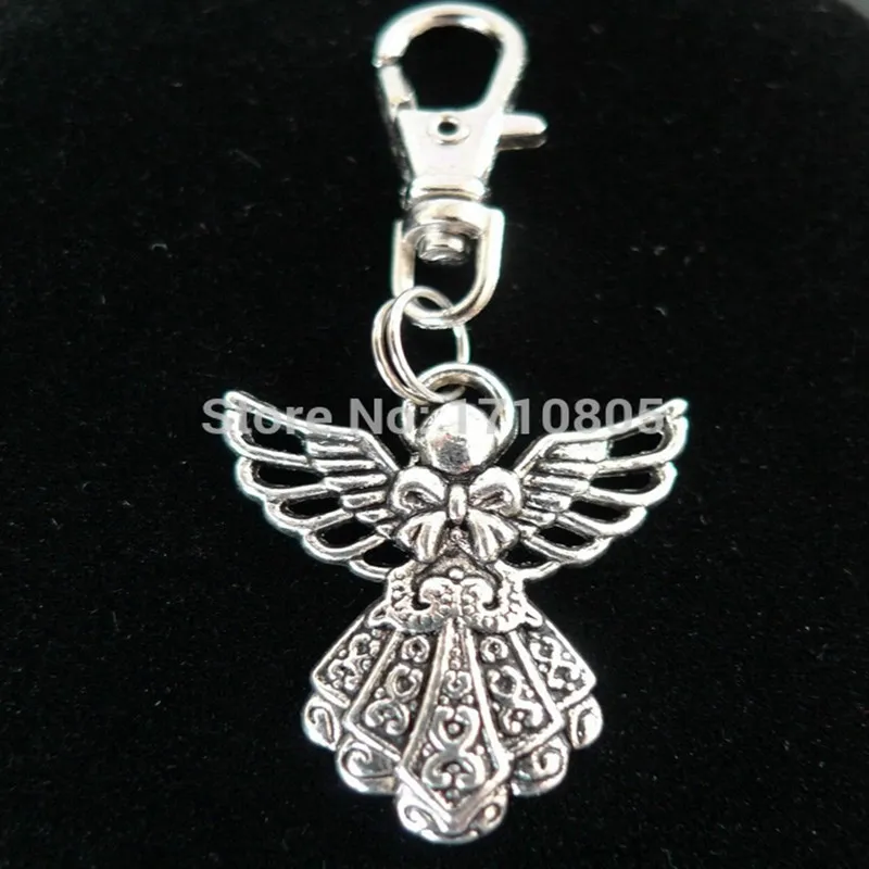 Mode hummerlås Keyring Metal Key Chain Keychain Jewelry Antique Silver Plated Guardian Angel 23 mm Pendant Holiday Gift280x