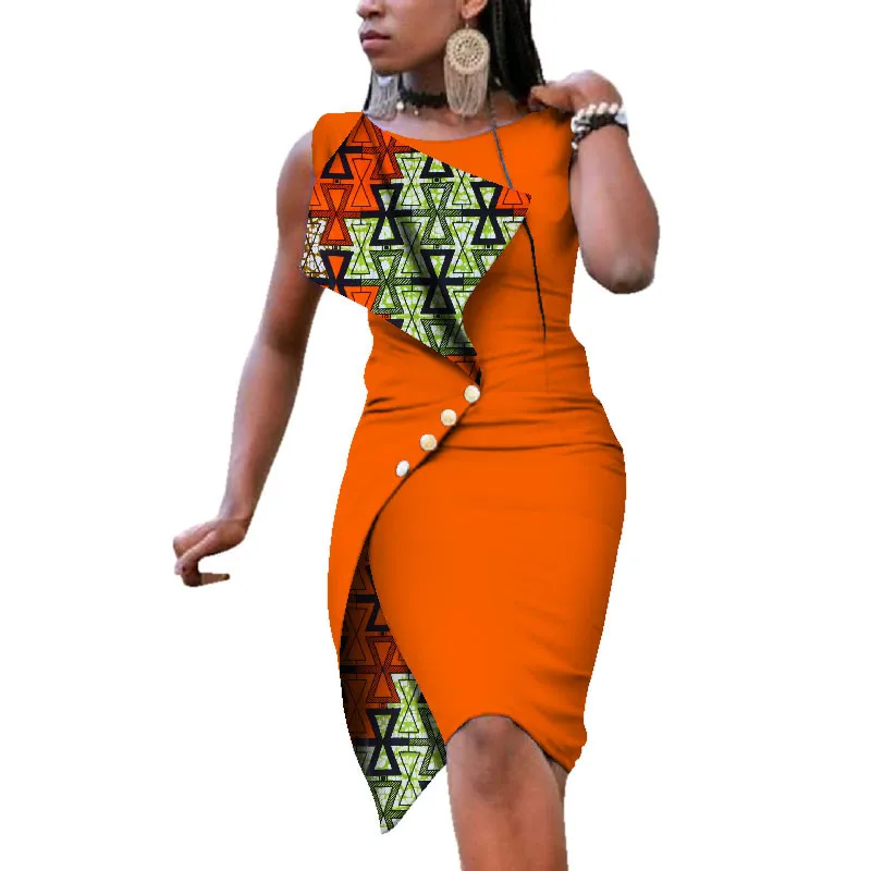Nova Moda Vestidos Africanos Para Mulheres Sexy Sem Mangas Bazin Riche  Impressão Africana Vestido De Algodão Senhora Elegante Party Vestidos WY352  De $244,63