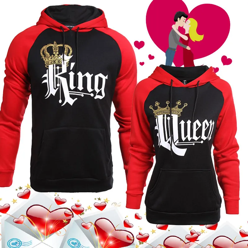 King and queen hoodies red and black sales