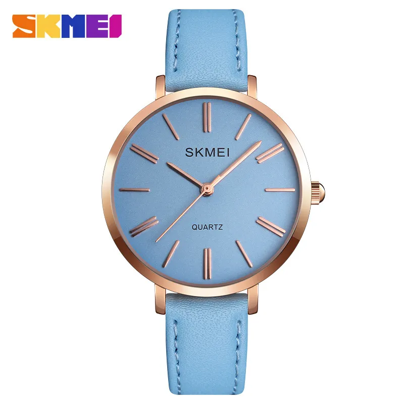 Mode femmes montres décontracté bracelet en cuir montre Simple 3bar étanche Quartz montres dames Relogio Feminino 1397