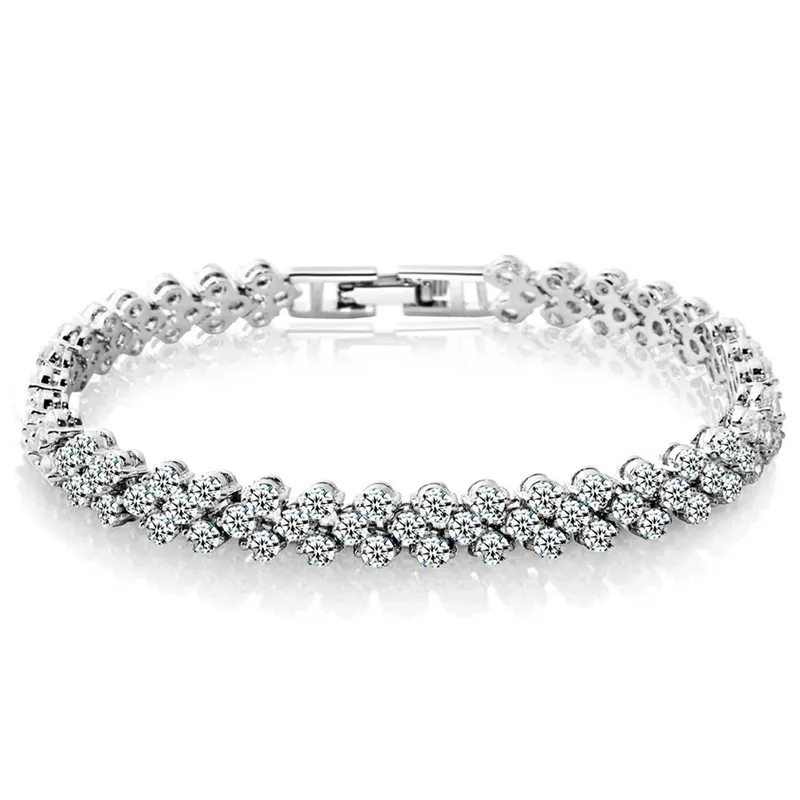 Bracelets romains pour femmes Zircon cristal bracelet luxe mode bijoux diamant bracelets porte-bonheur filles dame cadeau argent or emballage de vente au détail