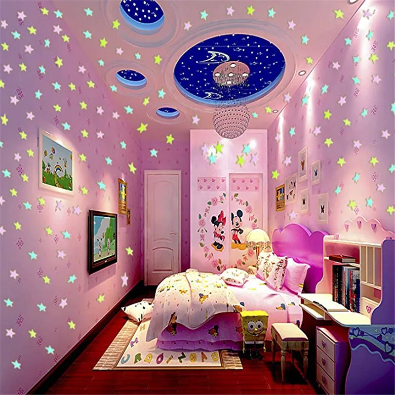 200 piezas de pegatinas de estrellas 3D para la pared, el techo en el  dormitorio o la habitación de los niños, luminosidad fluorescente larga  garantizada Vhermosa LKX-0381-1