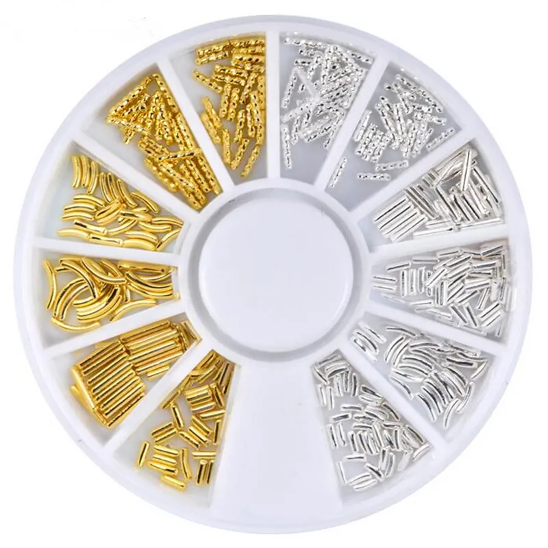 Luxury Multi Shaped Design Silver Gold Rivet Alloy Metal Charm Decoration Nail Art Tips Cylinder Studs 3D Rhinestone DIY Manicure Tools
