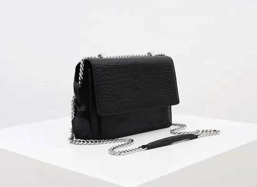 Hot 2020 Wysokiej Jakości Torba Flap Luxury Projektant Torebki Zachód słońca Oryginalne Skórzane Kobiety Torby Na Ramię Moda Medium Crossbody Torba