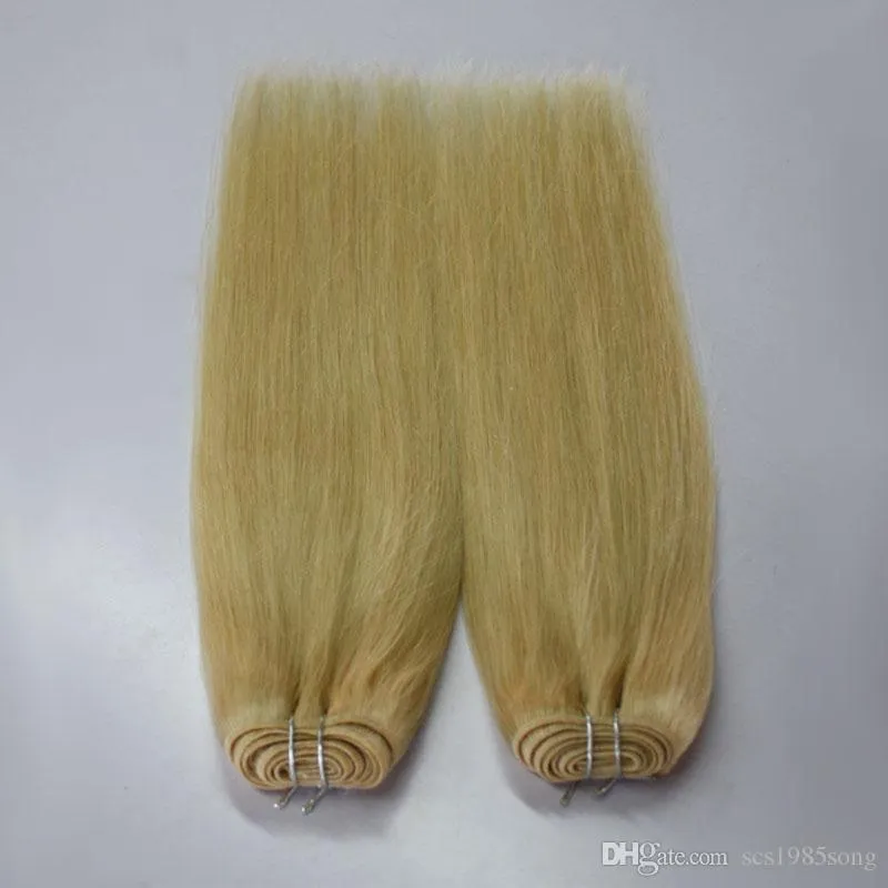 Blonde européenne # 613 100% non transformé Remy Blonde pas cher tissage de cheveux humains blanc Blonde droite 4 faisceaux de cheveux vierges cousus dans les extensions de cheveux