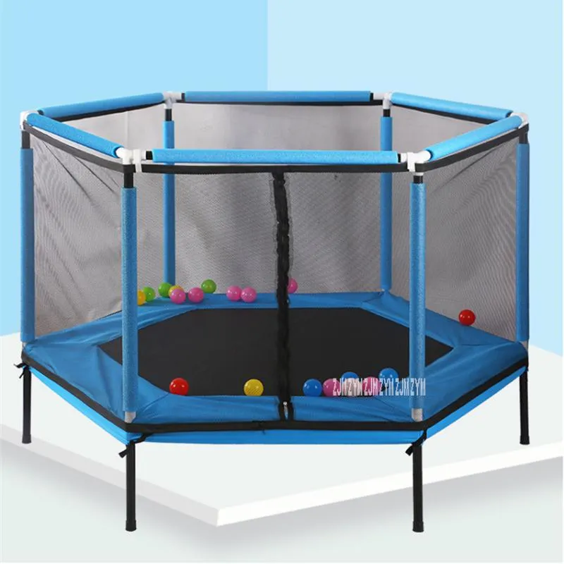 2566 Lit rebondissant sautant domestique filet de protection équipé Trampoline intérieur lit rebondissant pour enfants jeux interactifs Fitness