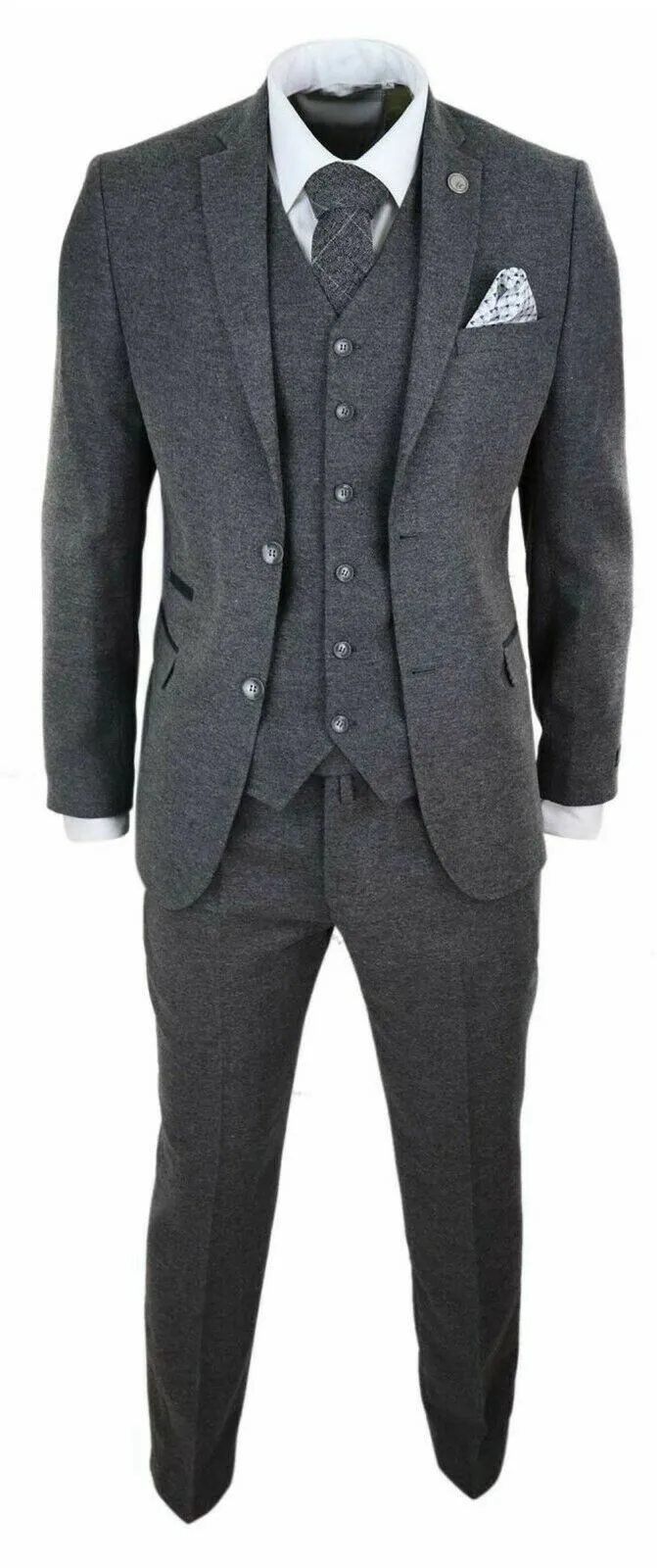 Heren Wol Tweed Peaky Blinders Pak 3-delig Authentieke jaren 1920 Tailored Fit Klassiek Formeel Prom Jasje Broek Vest262i