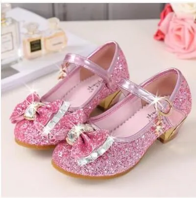 5 ألوان الأطفال الأميرة الصنادل أطفال بنات أحذية عالية الكعب اللباس أحذية الزفاف بووتي الذهب أحذية للبنات GB1161
