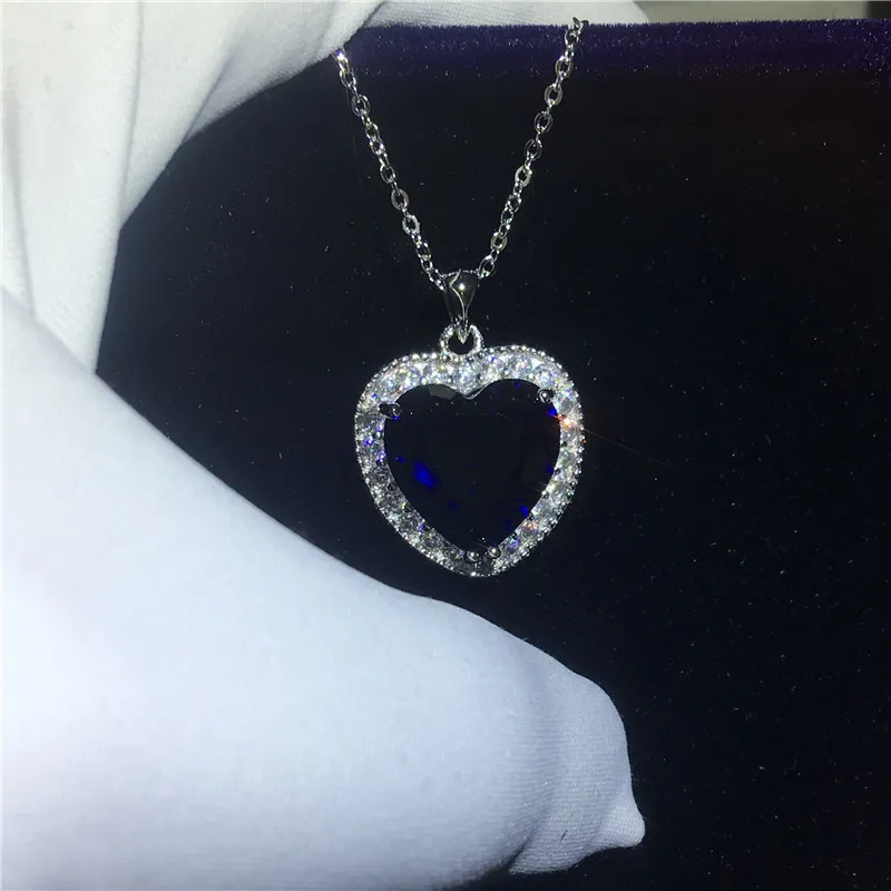 Oceanheart kate winslet pingente com colar de prata esterlina 925 azul 5A zircão cz de casamento de noivado pingentes para as mulheres presente