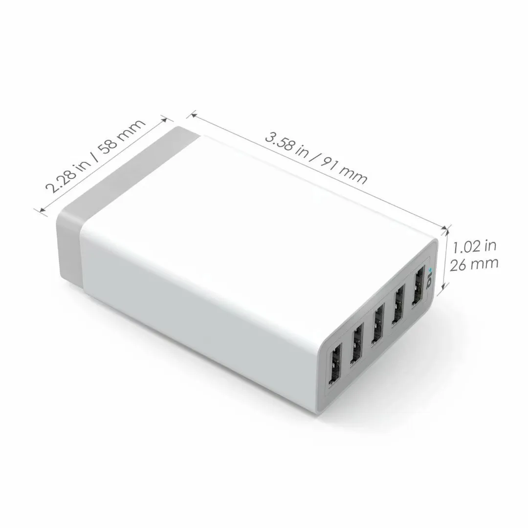 USB 전원 어댑터 스마트 전원 (5 USB 포트가있는 40W / 8A 어댑터)