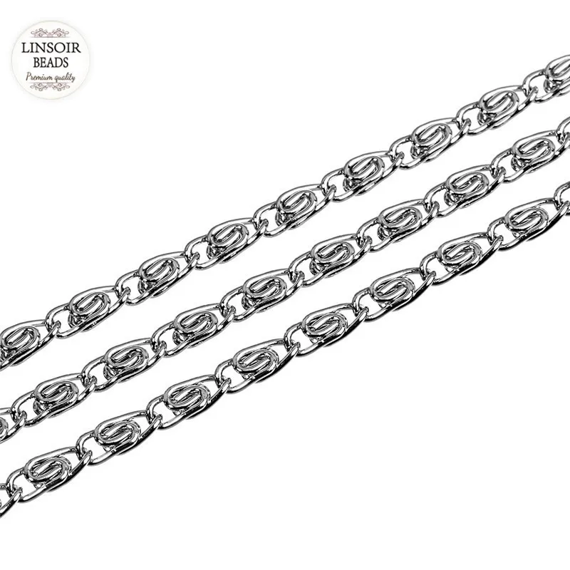 Fashion- 2mm 3mm Width Silver Tone Stainless Steel Twisted Chain Jewelry Bulk Chains for Necklaces Bracelets Jewelry Making