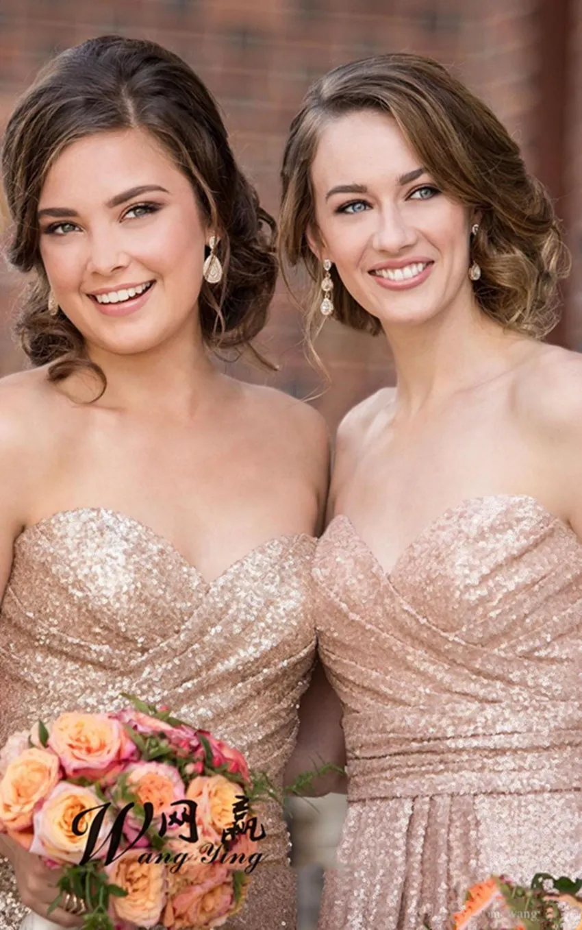 Sweetheart Strapless Sequin Bridesmaid Dress Rose Gold A-Line Floor-Length  Dress for Women from Dhgate Bridesmaid Dress - price 92.47