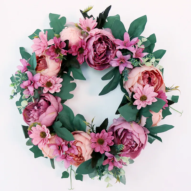 Artificial Peony Flower Wall Decoration Christmas Garland Hanging Home Silk Flower Wreath Door Wedding Decorative Backdrop