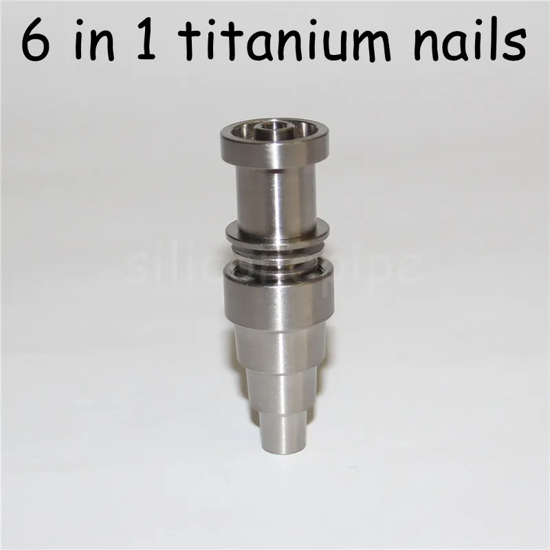 Smoking Universal 6 In 1 Titanium nail 10 14 18mm Female And Male Domeless Nails Carb Cap For Glass Pipe Or Silicone Pipes