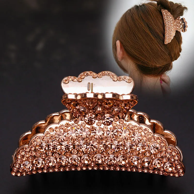 Pinzas para el cabello dorado Lujo Localizado Austriaco Crystal Rhinestone Garra Grande Día Madre Día Valentín Regalo Pelo Jewerly Free DHL