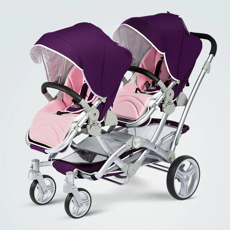 Alta Paisagem Shared Frame Stroller Gêmeos, Excelente Suspensão Crianças Carrinho de Bebê para 2 Crianças, gêmeos Carrinho De Criança Frete Grátis