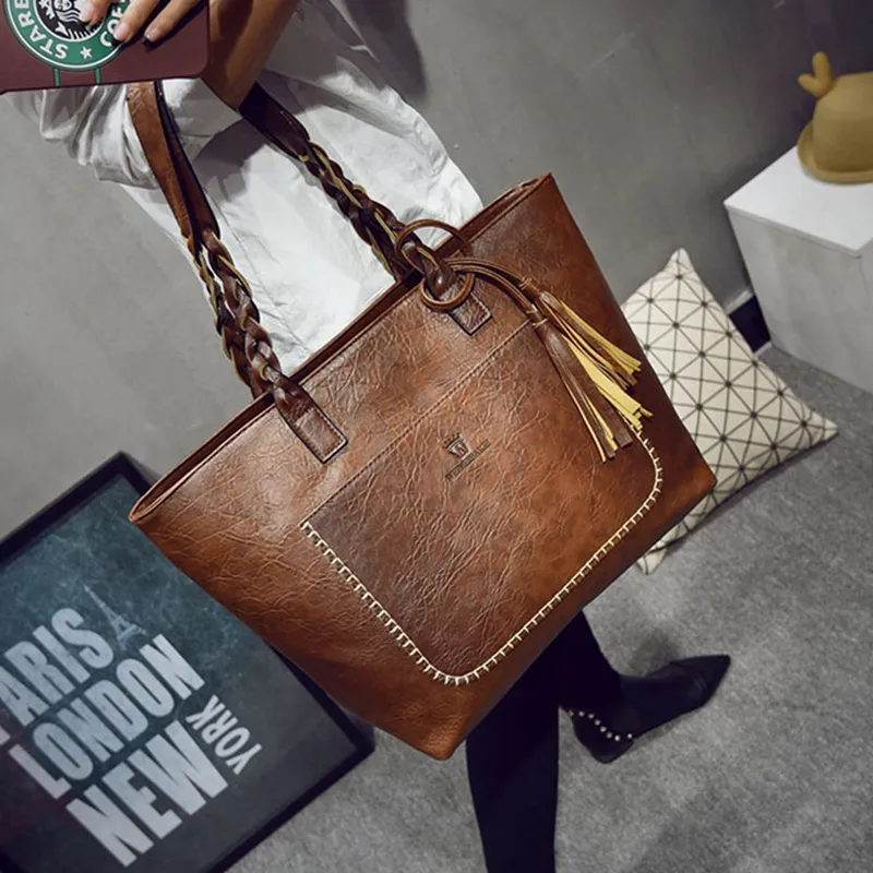 Designer-2019 Große Kapazität Frauen Taschen Schulter Tragetaschen bolsos Neue Frauen Messenger Taschen Mit Quaste Berühmte Designer Leder Handtaschen