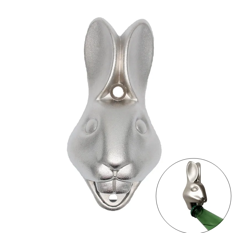 Ouvre-bouteilles à tête de lapin en alliage de zinc ouvre-bouteilles de bière muraux avec vis outil de barre de cuisine accessoire HHA1183