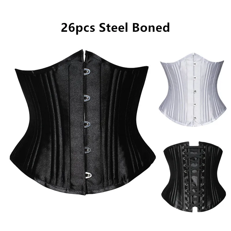 Double Boned Steel Bone Waist Trainer Body Shaper Satin Underbust