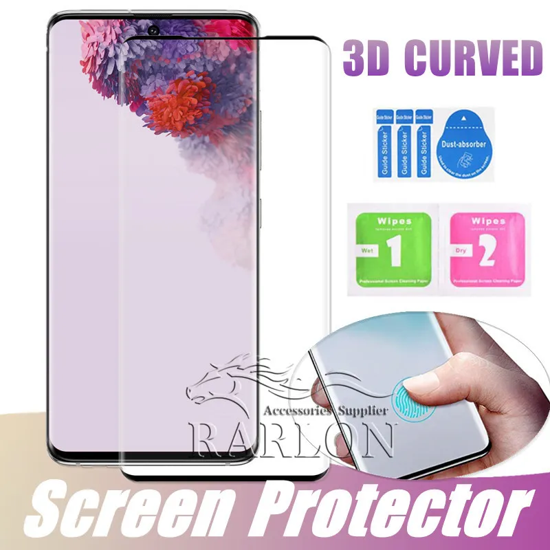 3D krökt fulltäcksskärmskydd härdat glas för Samsung Galaxy S23 S22 S21 S20 Ultra S20Plus S10E S10 Plus 5G S9 S8 Obs 10 9 8 S7 Edge