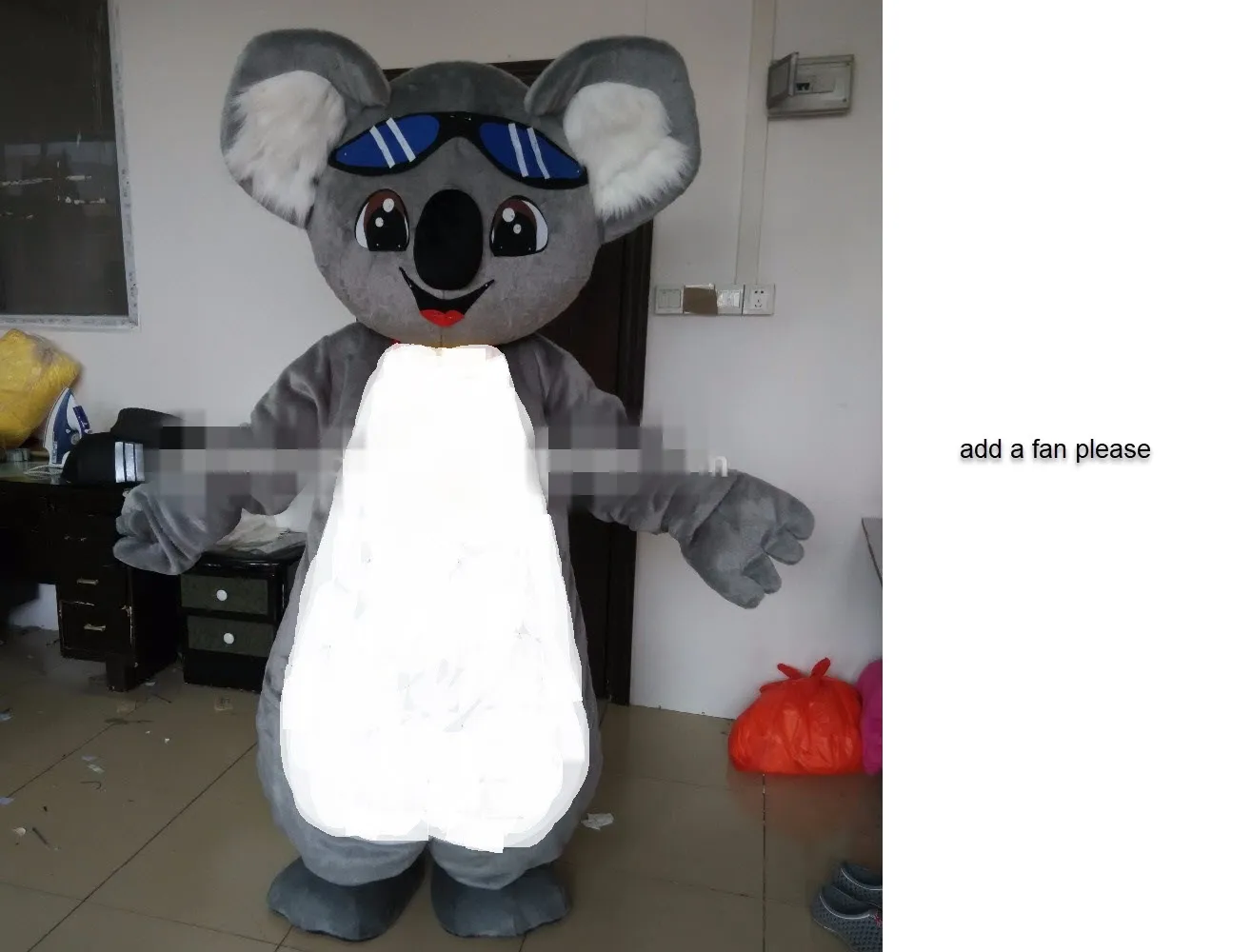 Disfraz de mascota de koala gris personalizado Tamaño adulto agregar un fan181k