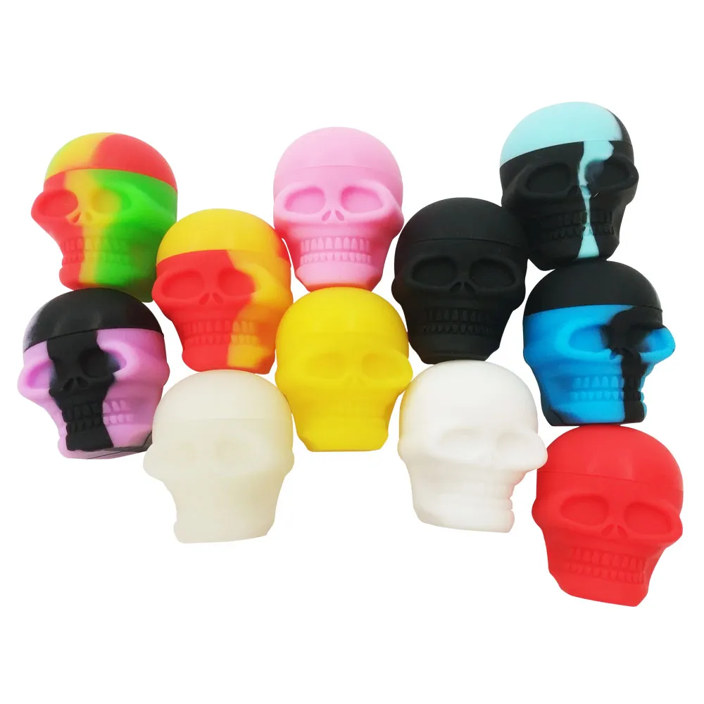 Silicone Skull Containers Smoking Accessories 5pcs/lot 3ml Mini Food Grade Wax Concentrate Dabs Oil Extract Cream Silicon Rubber Storage Jars