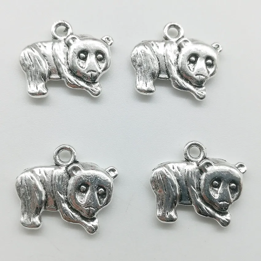 100st Panda Animal Charms Pendants Retro Smycken Tillbehör DIY Antik Silver Hänge För Armband Örhängen Keychain 14 * 17mm