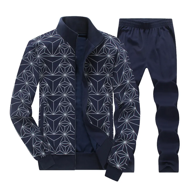 Herrsp￥rssatser Set Spring Autumn New Fashion Print Plus Size Track Suit Men Jacket Pant Sweatsuit 2 Piece Set Herrkl￤der