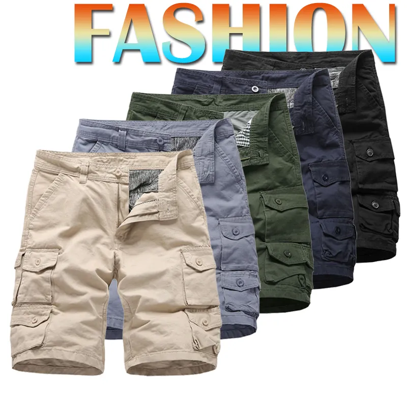 Herren Cargo-Shorts 2020 Marke Neue Armee Shorts Sommer Männer Baumwolle Lose Arbeit Casual Männlichen Multi Tasche Kurze Hosen