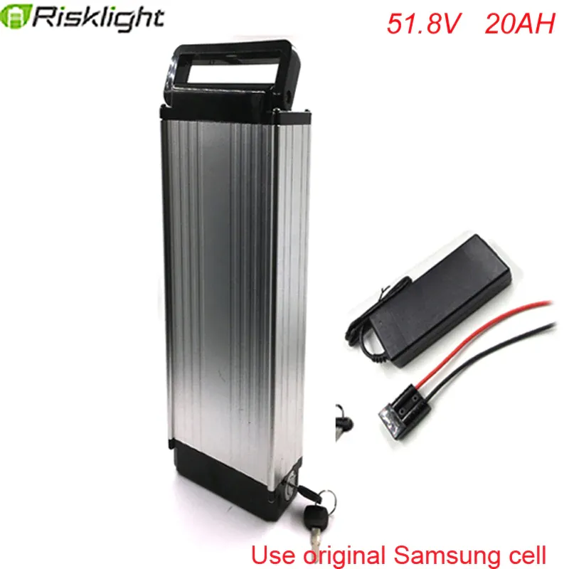 Rackbatteri 52v 20ah E-Bike Batterier 51.8Volt 1000W Li-ion Batteripack med laddare och BMS för Samsung Cell