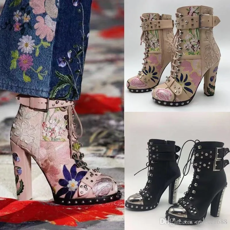 Hobnail Ankle Boots Rivets Studded 
