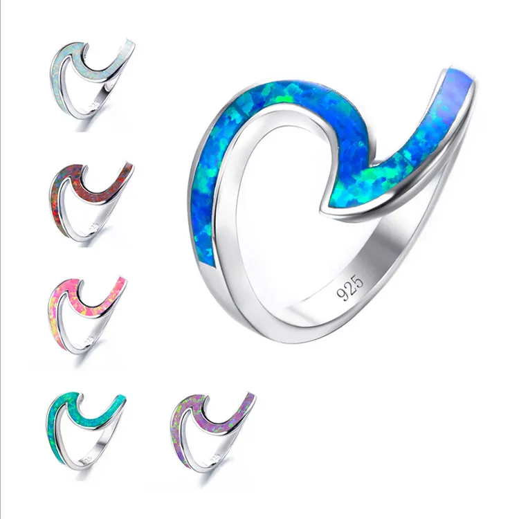 LuckyShine 5 PC/Lote de alta calidad Natural multicolor Opal Gem 925 Sterling Silver Women Rings Joya envío gratis