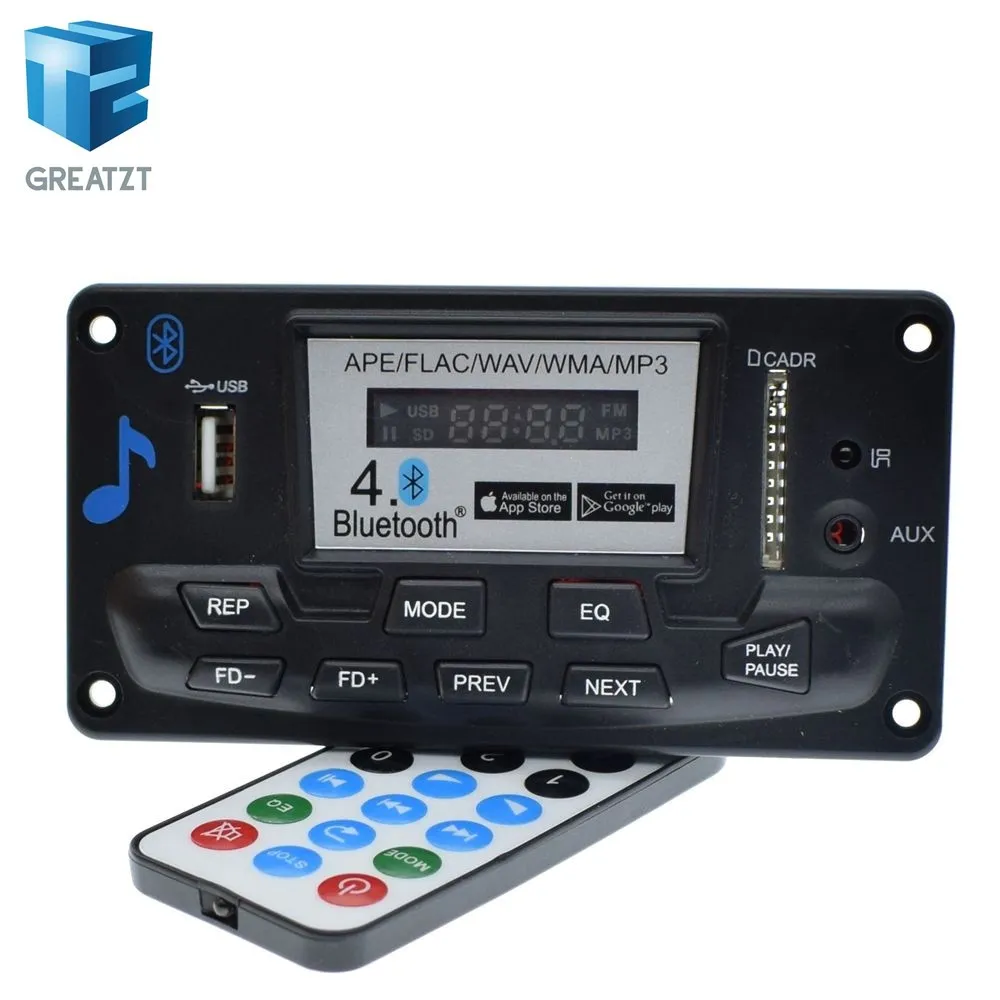 Freeshipping etooth 4.0 Audio MP3 Player Decoder Board Lossless Music Recorder APE FLAC FM SD/MMC Radio Module Kit 12V AUX Digital