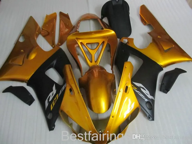 ZXMOTOR 7gifts fairing kit for YAMAHA R1 2000 2001 gold black fairings YZF R1 00 01 FE46