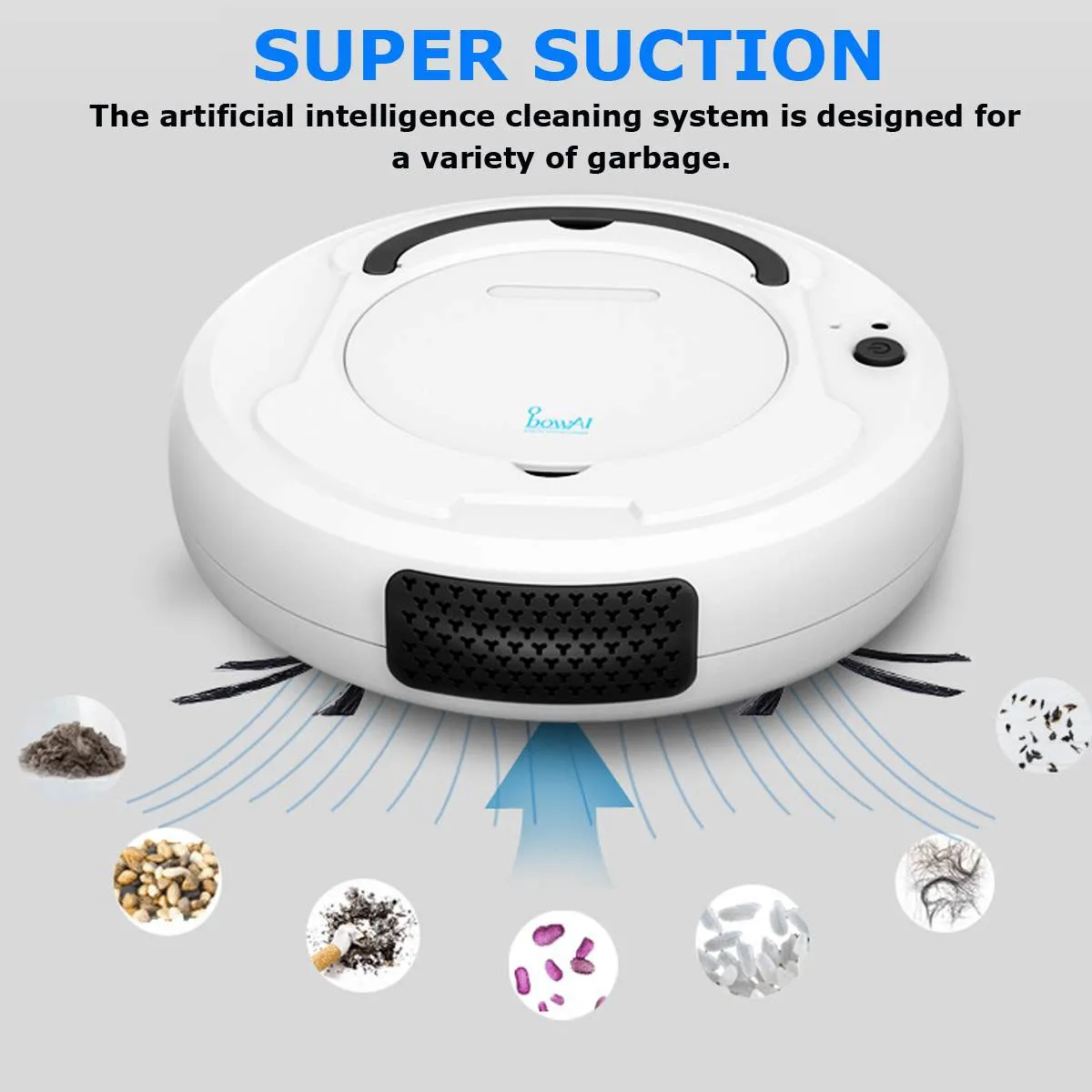 -1800PA Robot Dammsugare Multifunktionell Smart Floor Cleaner, 3-i-1 Auto Rechargeable Torr Våt Sweeping Cleaner