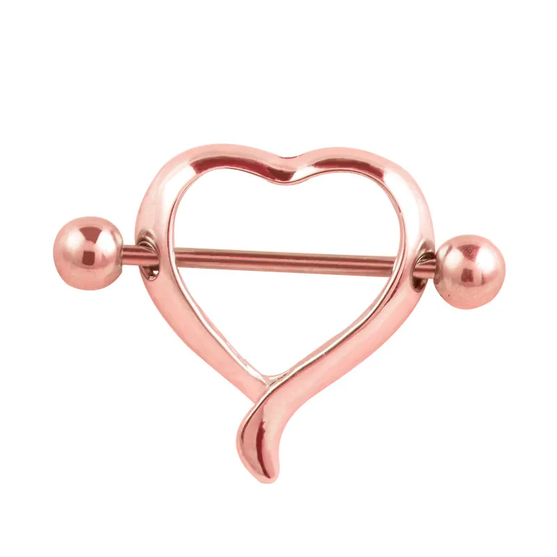 Fake breast ring Stainless steel nipple jewelry smooth peach heart  semi-circular stainless steel nipple shield (sold for each piece or pair)