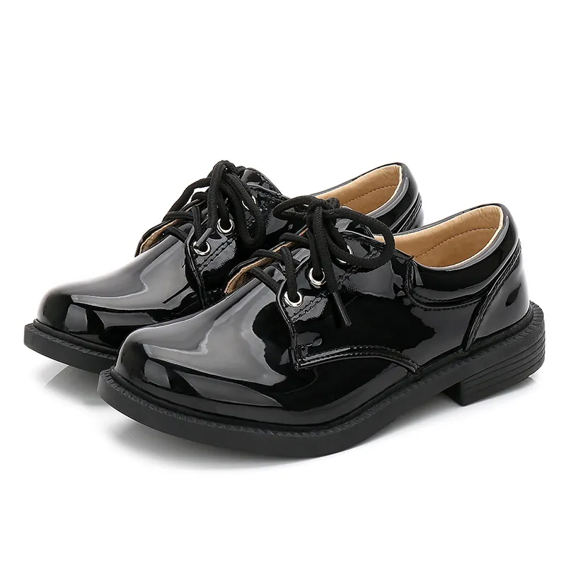 New Boys Shoes Black Patent Leather Shoes British Wind 2019 새로운 초등 및 중등 학교 소년 어린이 쇼